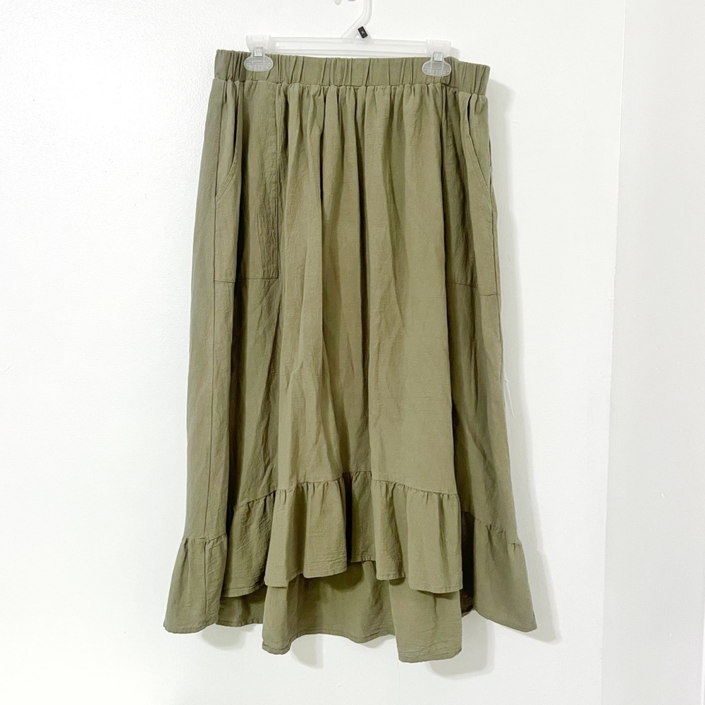 SHEIN Olive Green Ruffle Hem Skirt